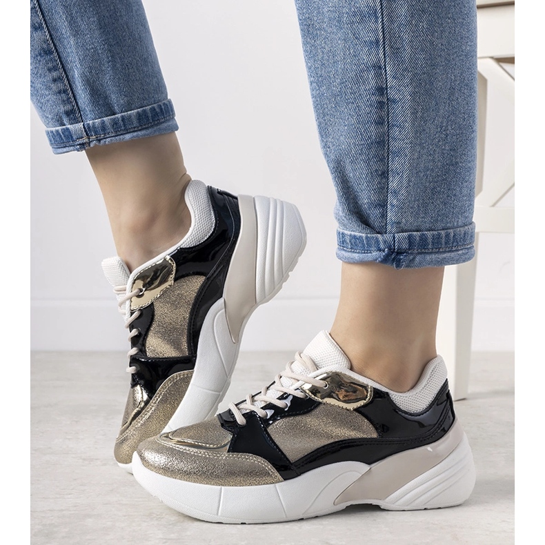 Zlatne tenisice s visokim potplatom Rude crna 1