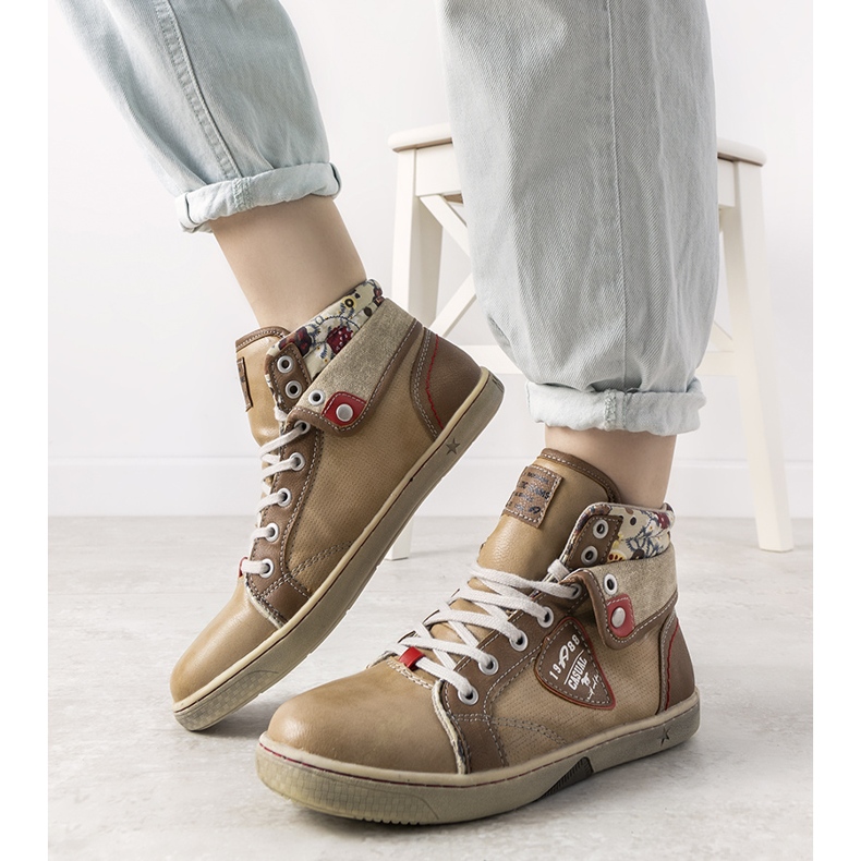 Ženske bež tenisice do gležnja iz bež boje 1