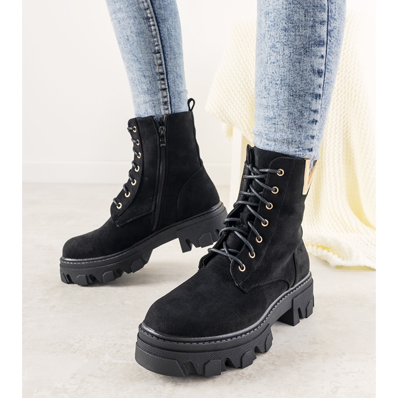 Crne čizme na visokom potplatu Rudes crno 2