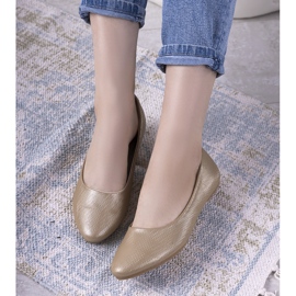 Julie bež sjajne ženske balerinke zlatni 1