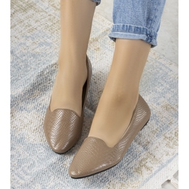 Smeđe balerinke u uzorku Auprine krokodilske kože bež 1