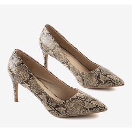 BM Smeđe pumpe po uzorku zmijske kože Nickle smeđa 1