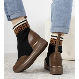 Wanda smeđe tenisice na klin smeđa crna 1