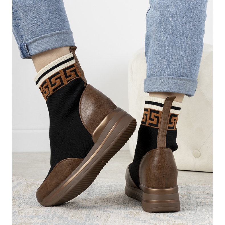 Wanda smeđe tenisice na klin smeđa crna 1