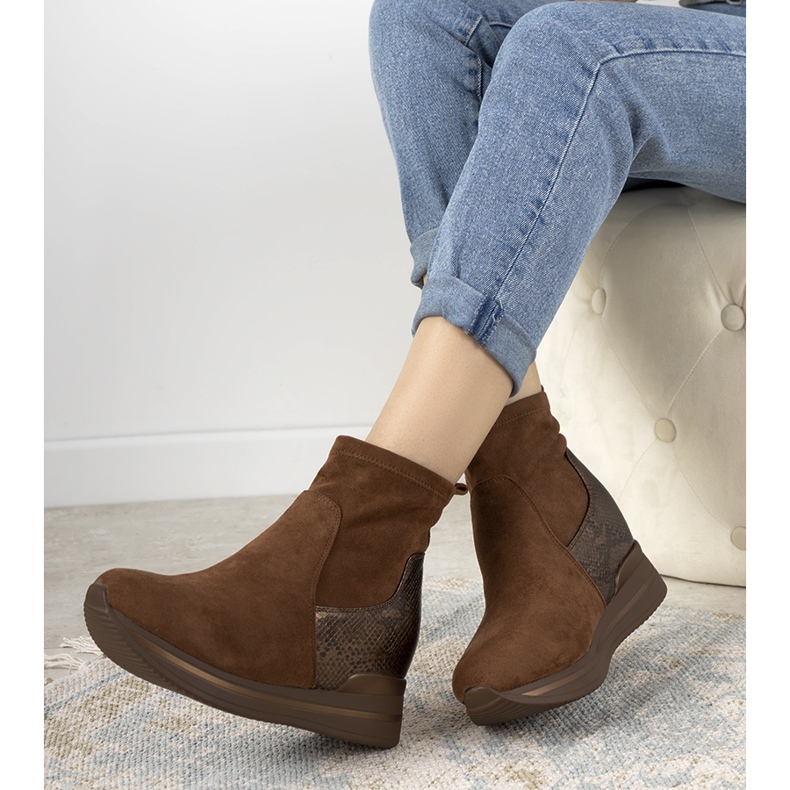 Smeđe tenisice s umetkom od zmijske kože Garibay smeđa 1