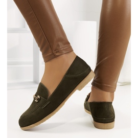 Zelene Aniria mokasinke na ravnu petu kaki zelena 1