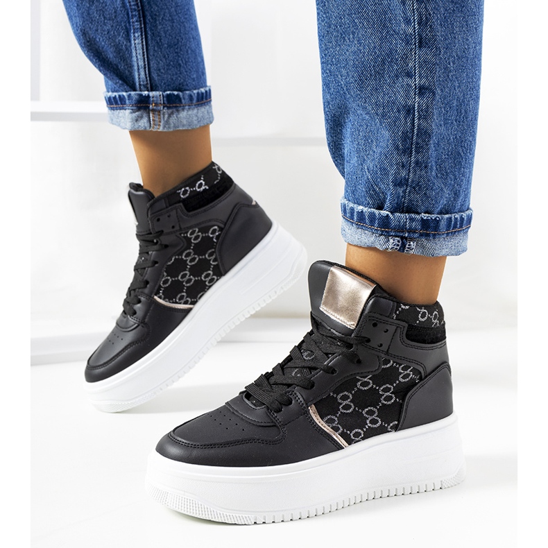 Crne tenisice na Dennis platformi crno 1