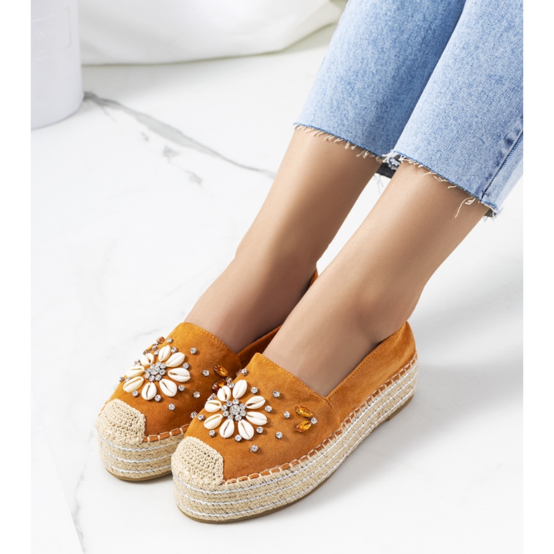 Smeđe espadrile na debelom potplatu gospođe Nicki smeđa žuta boja 1