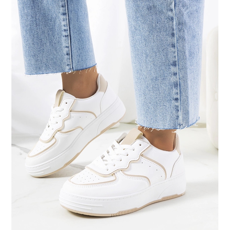 Bijele i bež ženske Bieke tenisice 1