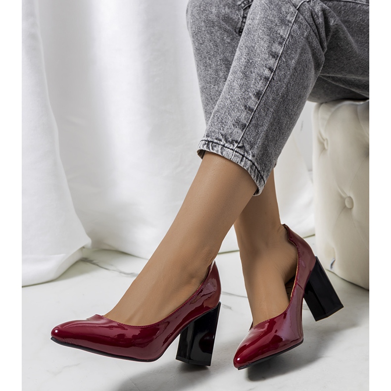 Crvene lakirane pumpice na Shannen postu crvena raznobojna 1