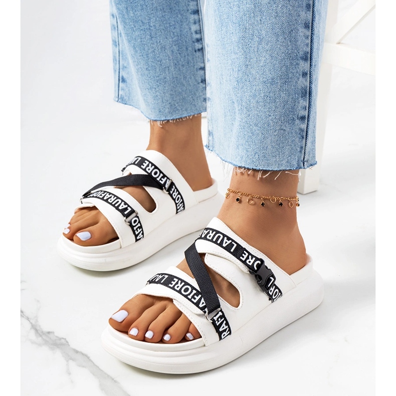 Bijele papuče na platformi Kogil bijela 1