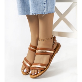 Hibbins smeđe ženske sandale smeđa zlatni 1