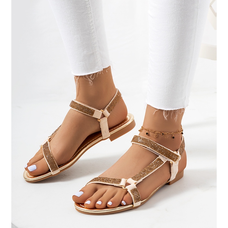 Zlatne sandale s fihelly kubnim cirkonima zlatni 1