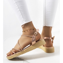 Kul. Ženske roze sandale ružičasta zlatna 1