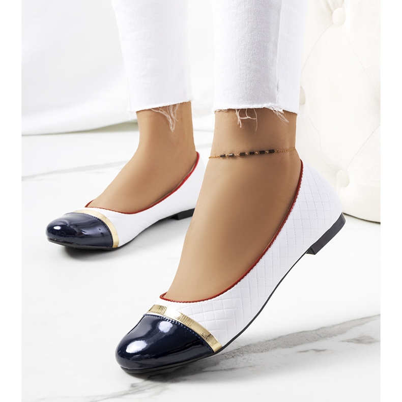 Petra ženske bijele balerinke bijela mornarsko plava 1