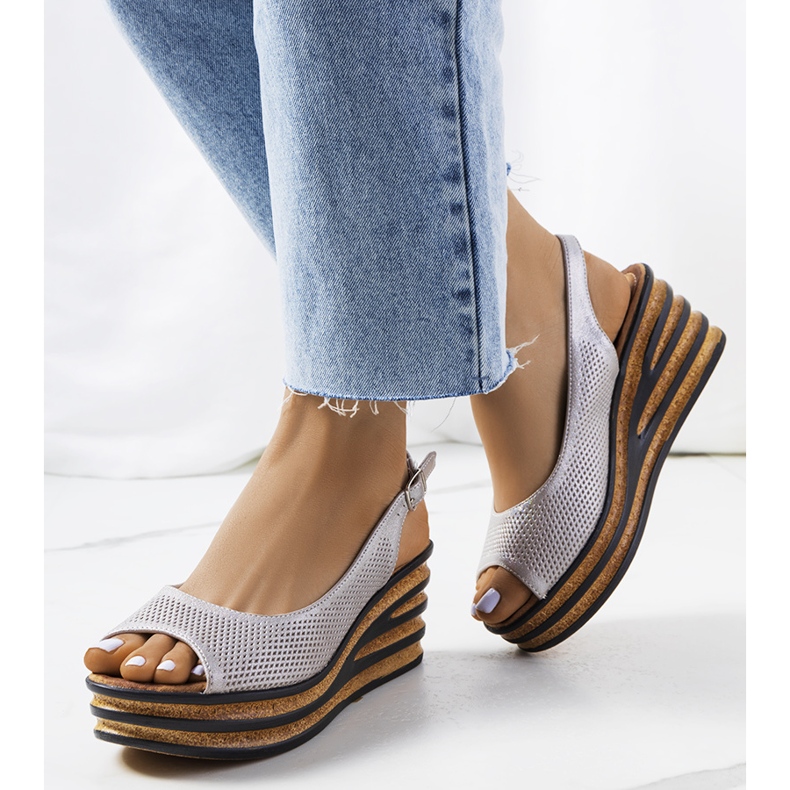 Bež espadrile na Alton klin srebro 1