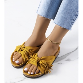 Ženske žute papuče s resama žuta boja 1