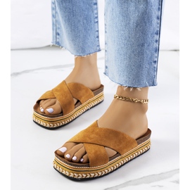 Smeđe papuče na Muncho platformi smeđa 1