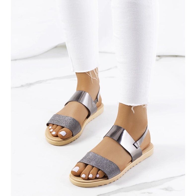 Laval ženske srebrne sandale srebro 1