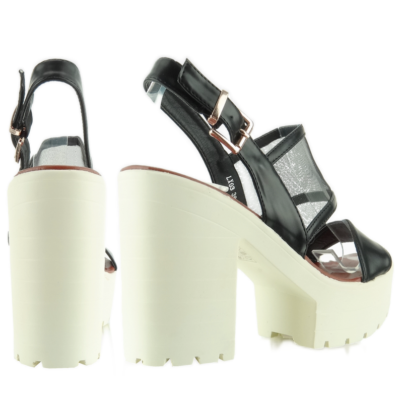 Sandale s visokim potplatom LX03 Crna crno 2