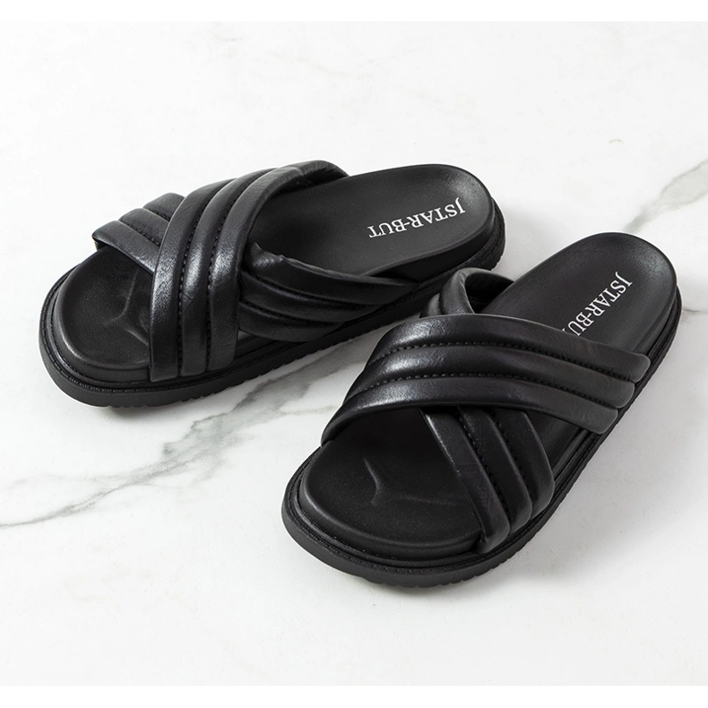 Crne papuče na platformi Daintree crno 1