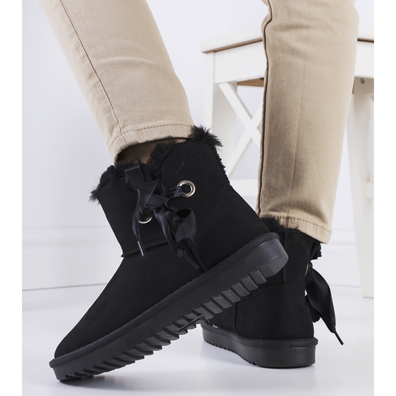 Crne čizme za snijeg s Lachance mašnom crna 2