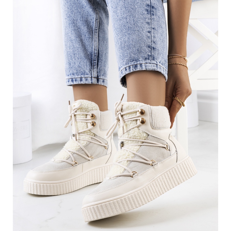 PA1 Ženske bež čizme za snijeg iz Laursena ekru 2