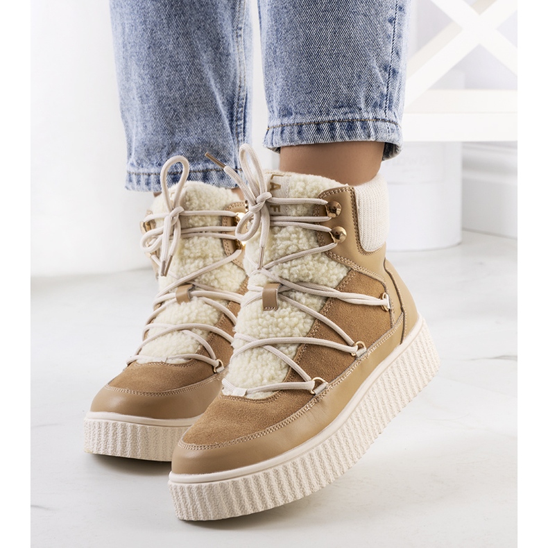 PA1 Ženske smeđe čizme za snijeg iz Laursena bež ecru 1