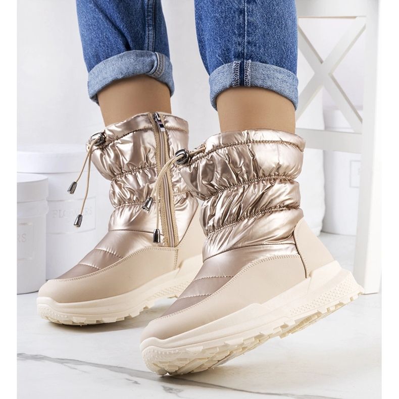 Zlatne čizme za snijeg s Houle manžetama bež 1