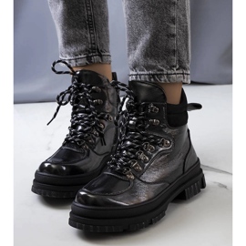 Prepo čizme od sive lakirane kože crno 1