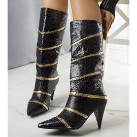 Crne i zlatne Nevzo čizme s izolacijom crno 1