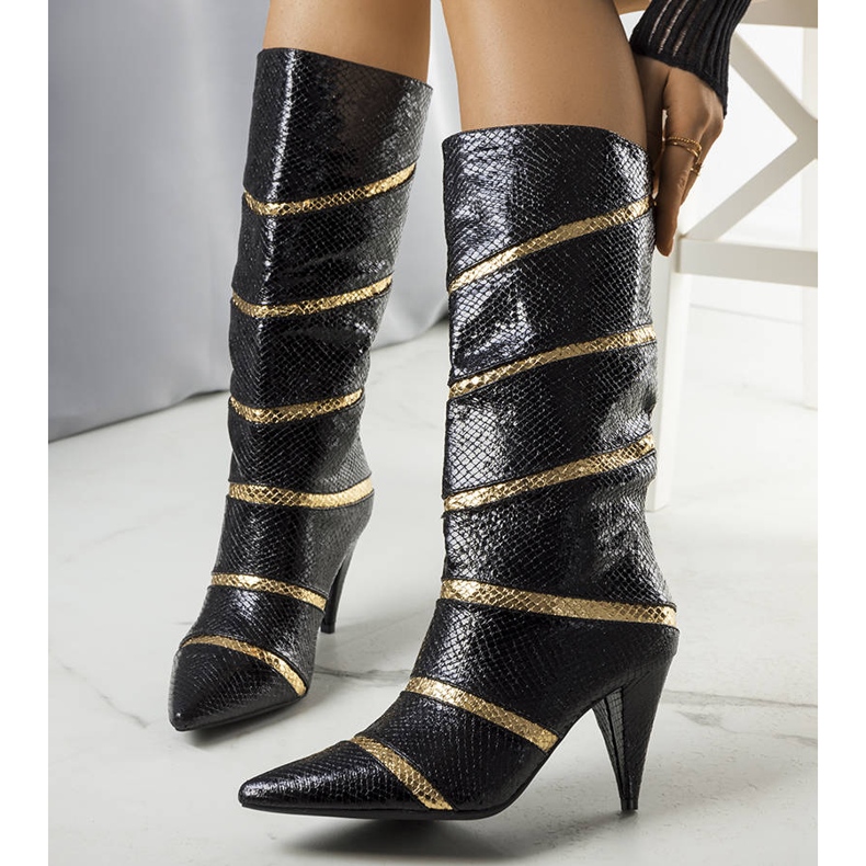 Crne i zlatne Nevzo čizme s izolacijom crna 1