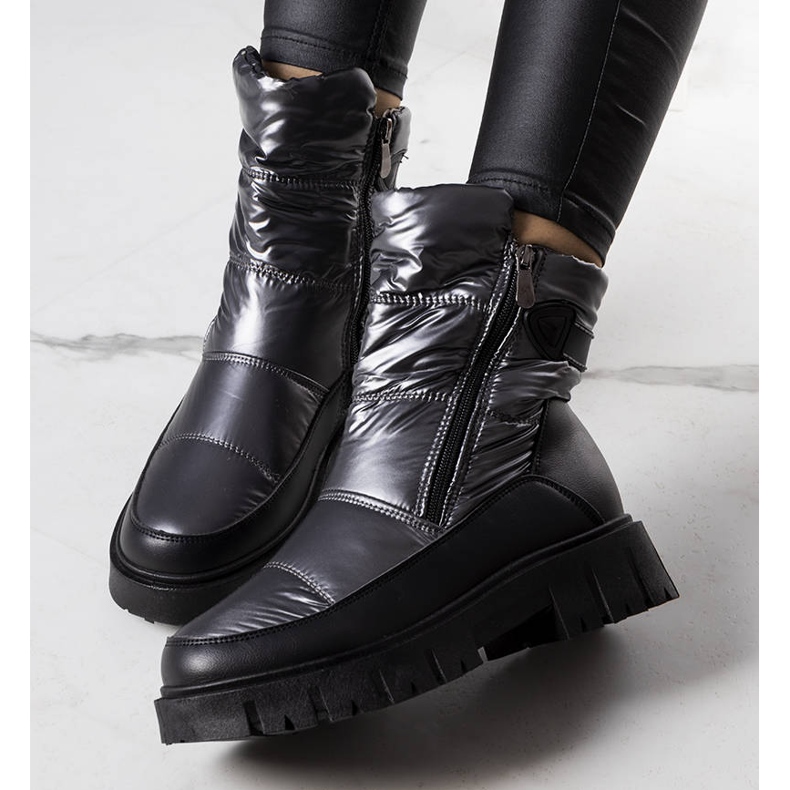 PA1 Koltso ženske srebrne čizme za snijeg crna srebro 1