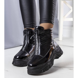 BM Leonel crne lakirane čizme za snijeg crno 1