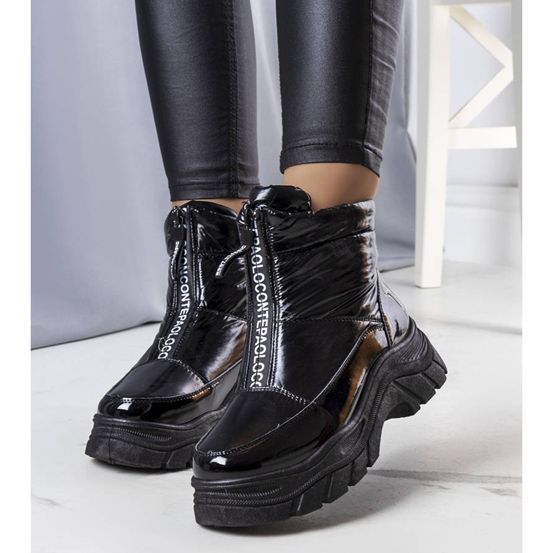 BM Leonel crne lakirane čizme za snijeg crna 1