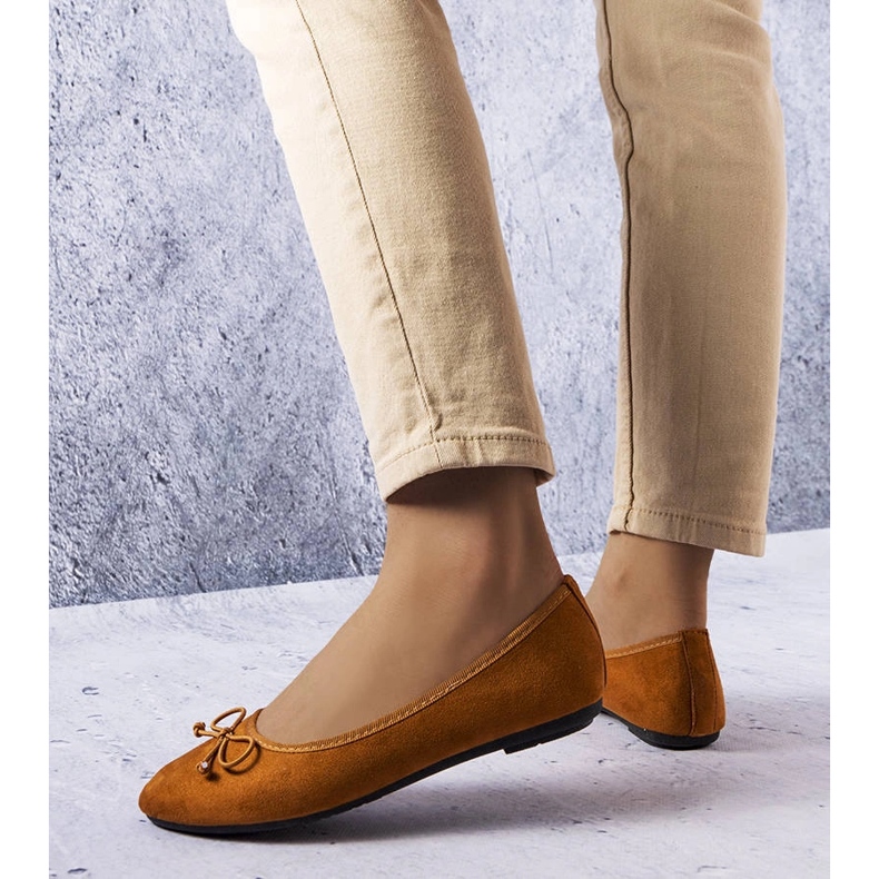 Smeđe balerinke s Chandonnet mašnom smeđa 1