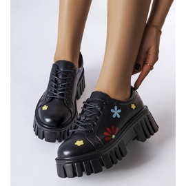 Crne brogice ukrašene Gemini cvjetovima crna 1