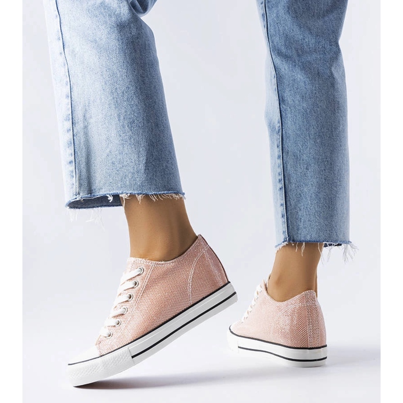 Crete ružičaste svjetlucave tenisice na klin ružičasta 1