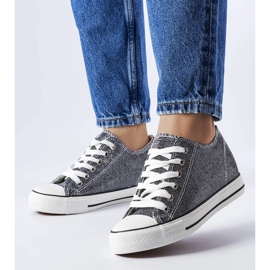 Crne tenisice na wedge od brokata s Krete crna 1