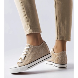 Crete zlatne svjetlucave tenisice na klin zlatna 1