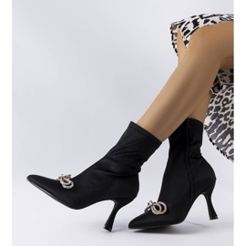 Crne čizme ukrašene cirkon Mars mašnom crna 1