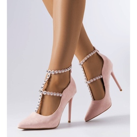 Ružičaste štikle ukrašene Prunella remenom ružičasta 1