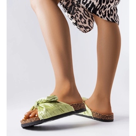 Zelene papuče s mašnom iz Duplantyja zelena 1