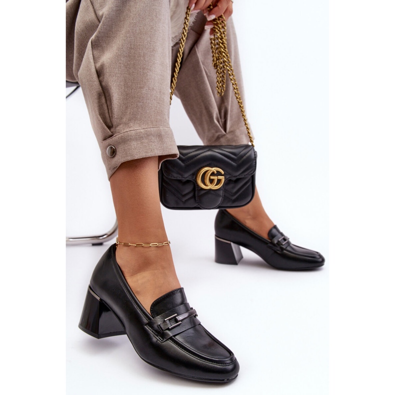 Vinceza Kožne cipele na visoku petu Black Idona crno 1