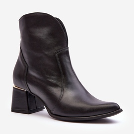 Lewski Shoes Ženske kožne kaubojske čizme na visoku petu crne Lewski 3166/B/2 crno 1