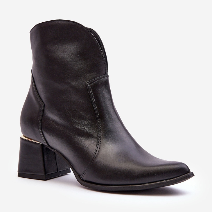 Lewski Shoes Ženske kožne kaubojske čizme na visoku petu crne Lewski 3166/B/2 crna 1