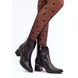 Lewski Shoes Ženske kožne kaubojske čizme na visoku petu crne Lewski 3166/B/2 crno 2