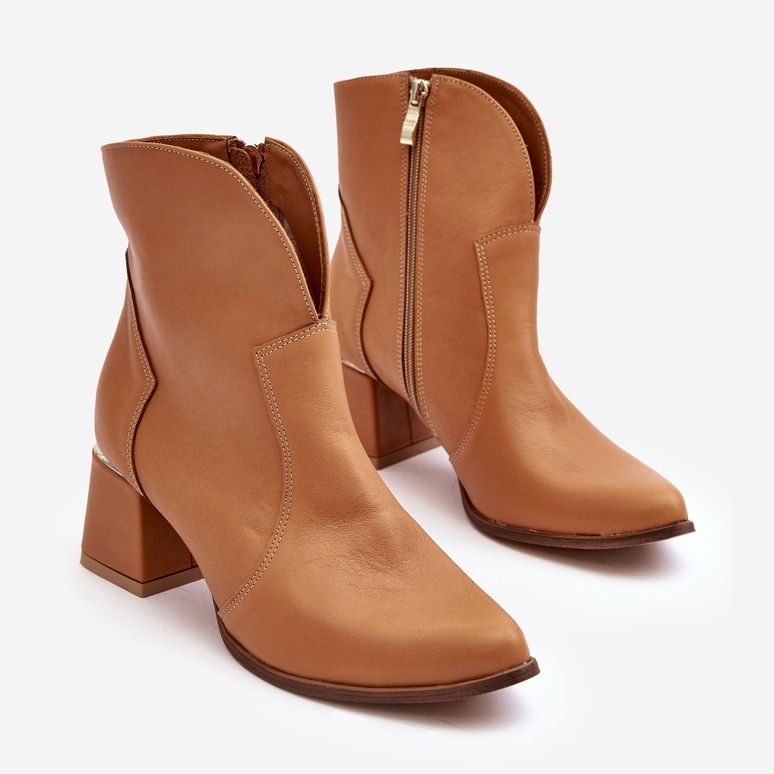 Lewski Shoes Ženske kožne kaubojske čizme na visoku petu Camel Lewski 3166/B/2 smeđa 2