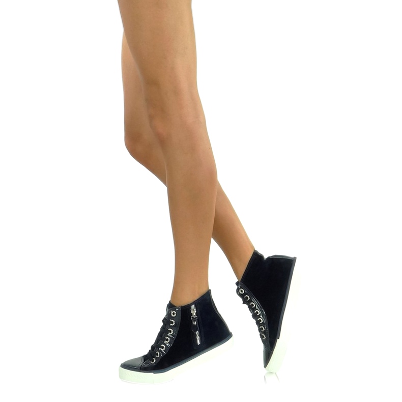 Mornarskoplave baršunaste tenisice za gležnjeve tamnoplava 1