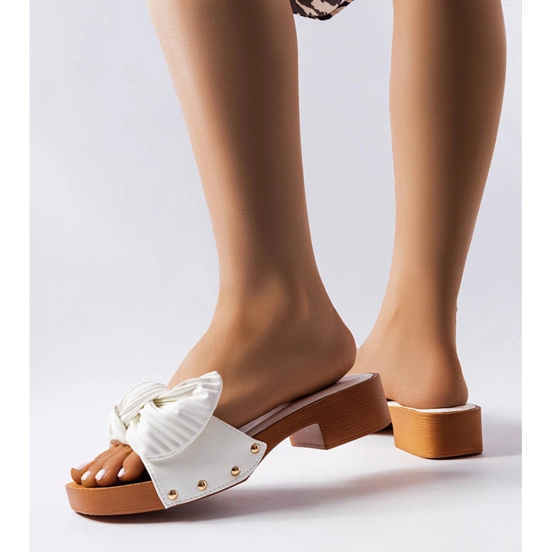 Rochefort bijele natikače na nisku petu bijela 1